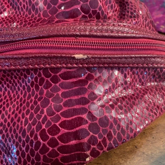 Beautiful red alligator look purse with metal and stones and studs. - Picture 6 of 6